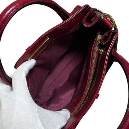Valentino Garavani Hand Shoulder Bag Tote Purse 2way Leather Wine Red Authentic