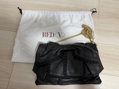 Red Valentino Shoulder Bag Purse Ribbon Black Authentic