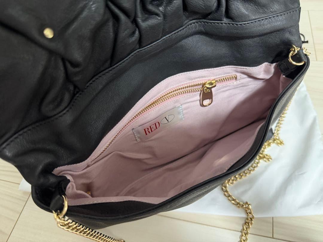 Red Valentino Shoulder Bag Purse Ribbon Black Authentic