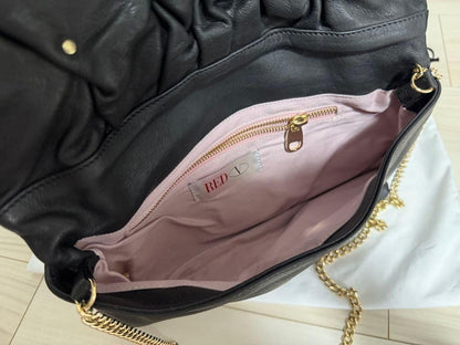 Red Valentino Shoulder Bag Purse Ribbon Black Authentic