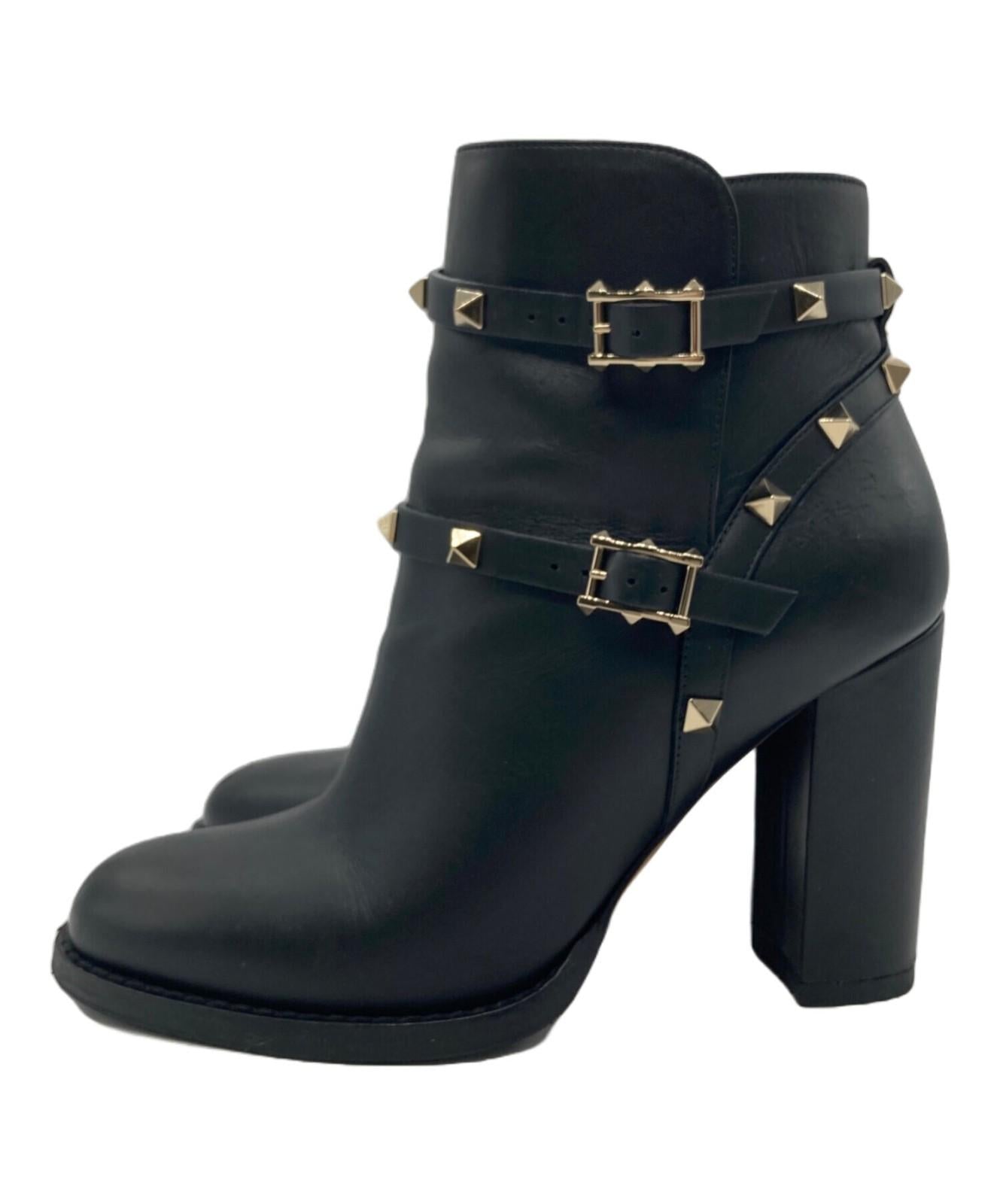 Valentino Garavani Boots Shoes Studs EU 36.0 US 6.0 Leather Black Authentic