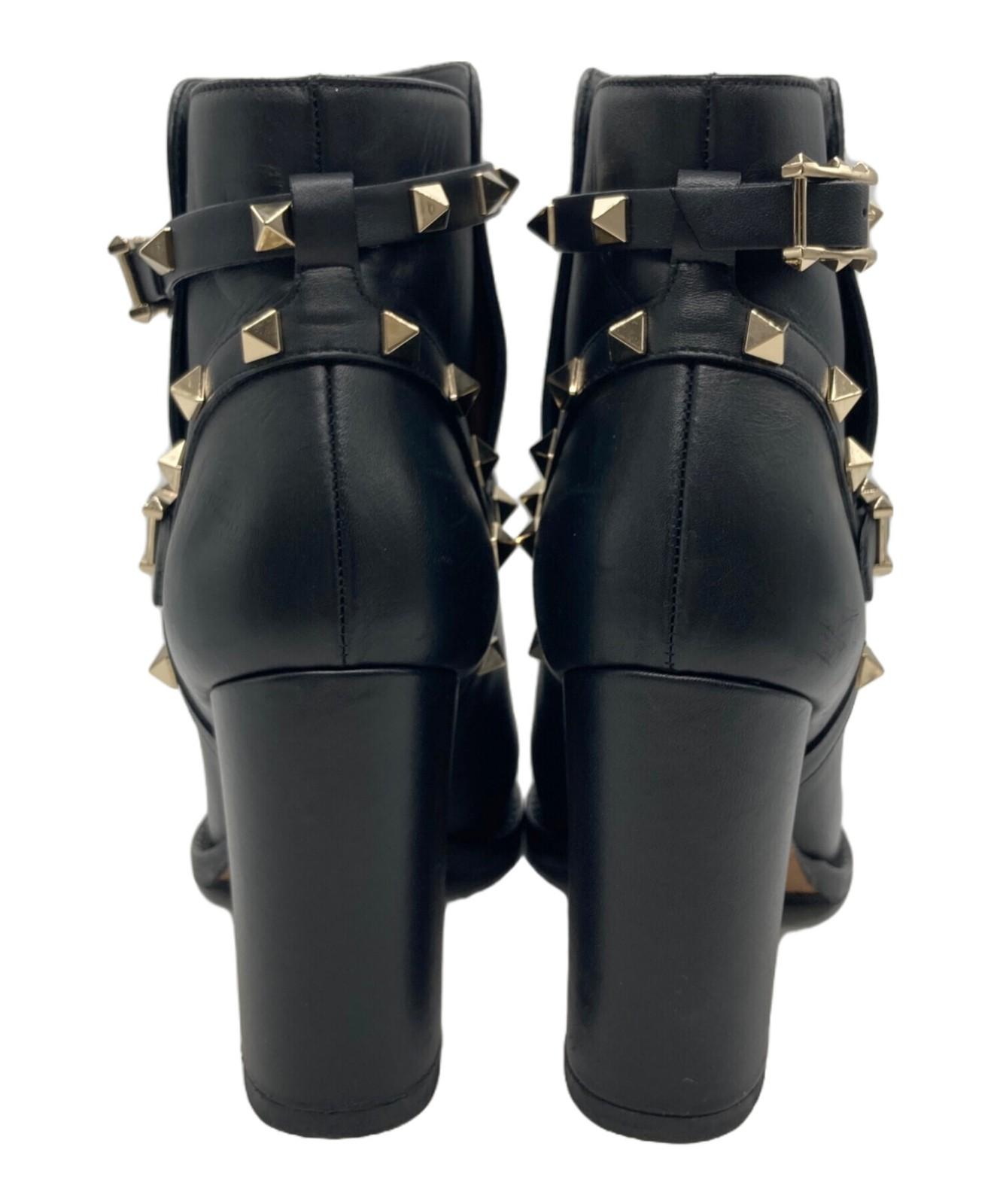 Valentino Garavani Boots Shoes Studs EU 36.0 US 6.0 Leather Black Authentic