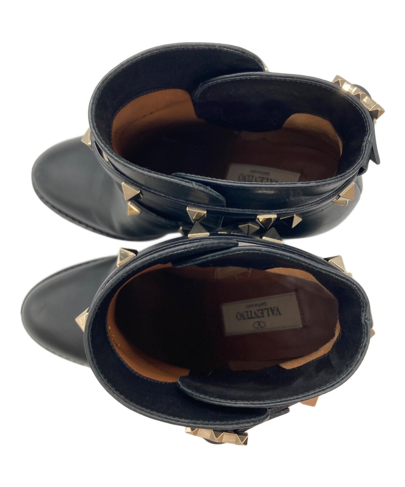 Valentino Garavani Boots Shoes Studs EU 36.0 US 6.0 Leather Black Authentic