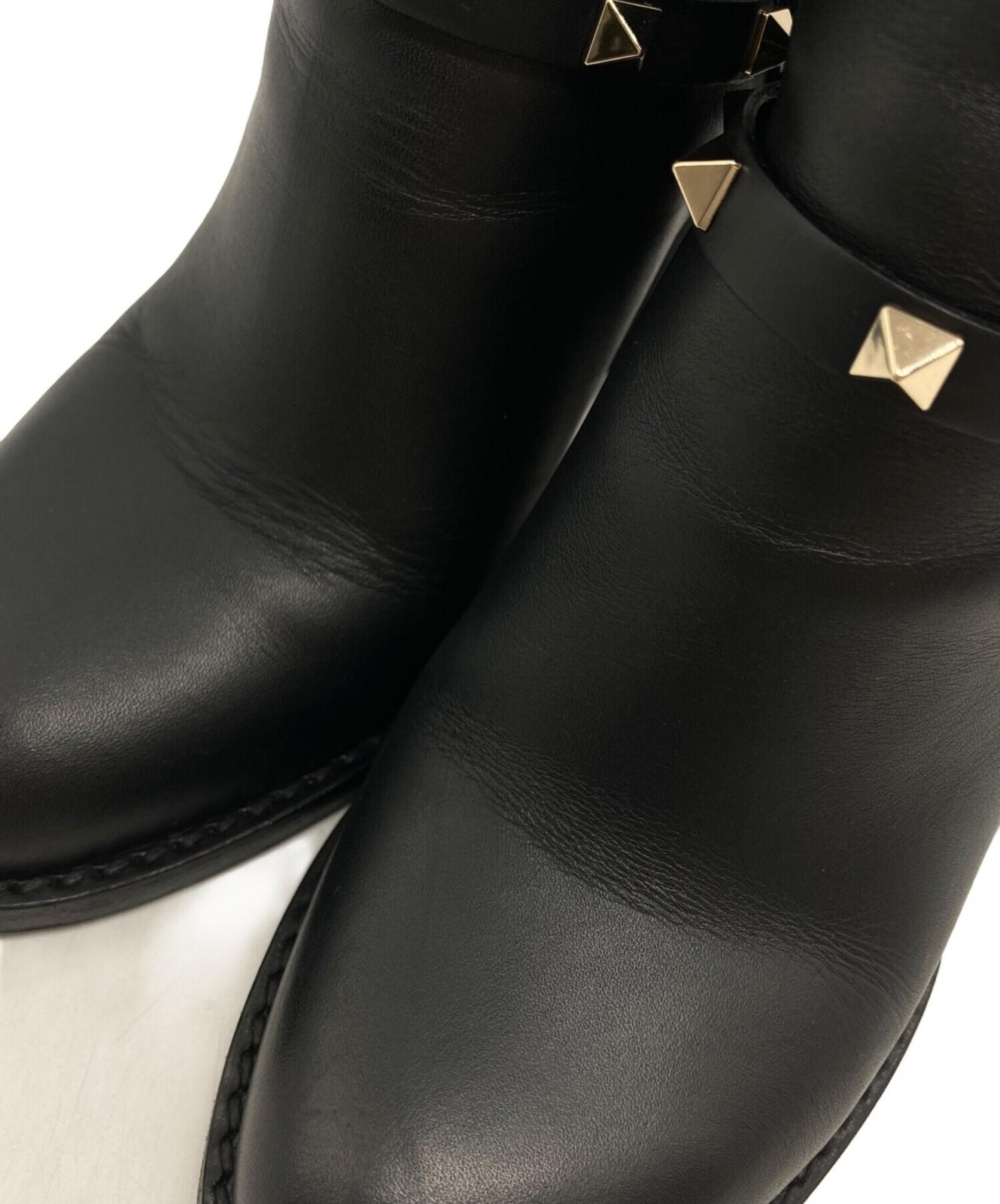 Valentino Garavani Boots Shoes Studs EU 36.0 US 6.0 Leather Black Authentic