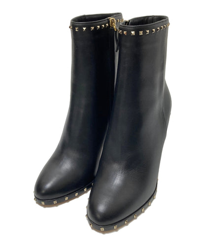 Valentino Garavani Short Boots Shoes Studs EU 37.5 US 7.5 Black Authentic