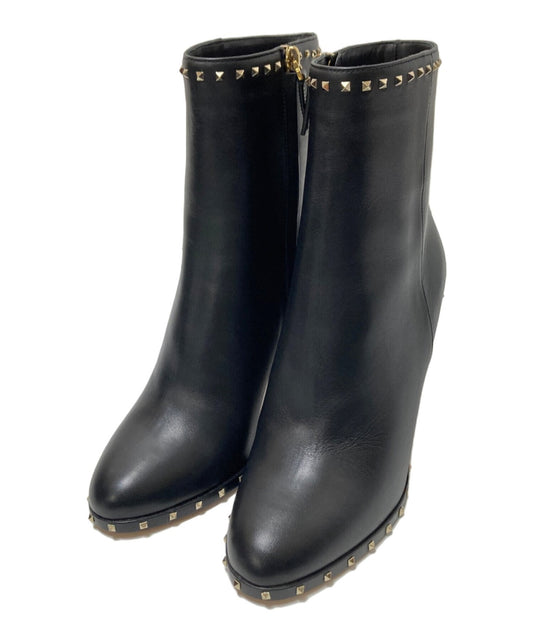 Valentino Garavani Short Boots Shoes Studs EU 37.5 US 7.5 Black Authentic