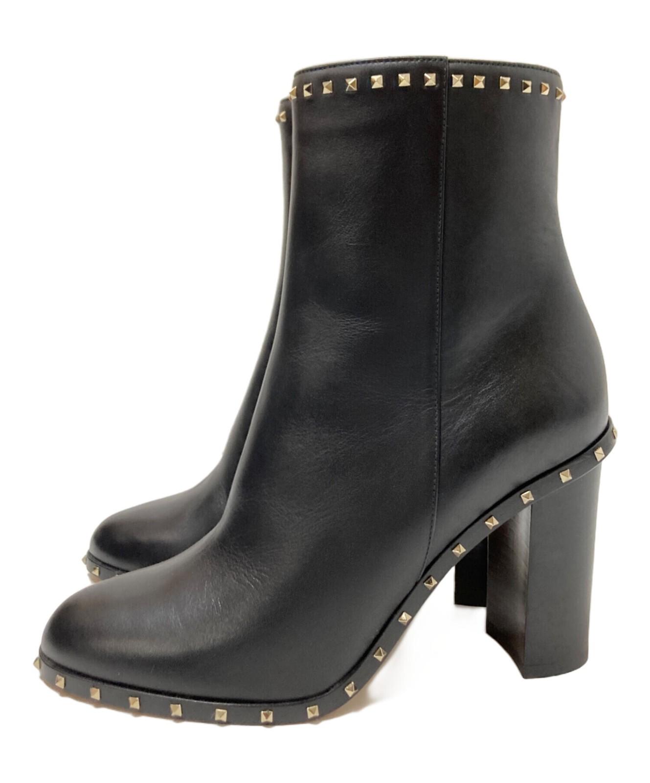 Valentino Garavani Short Boots Shoes Studs EU 37.5 US 7.5 Black Authentic