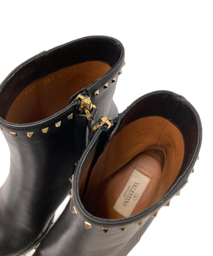 Valentino Garavani Short Boots Shoes Studs EU 37.5 US 7.5 Black Authentic