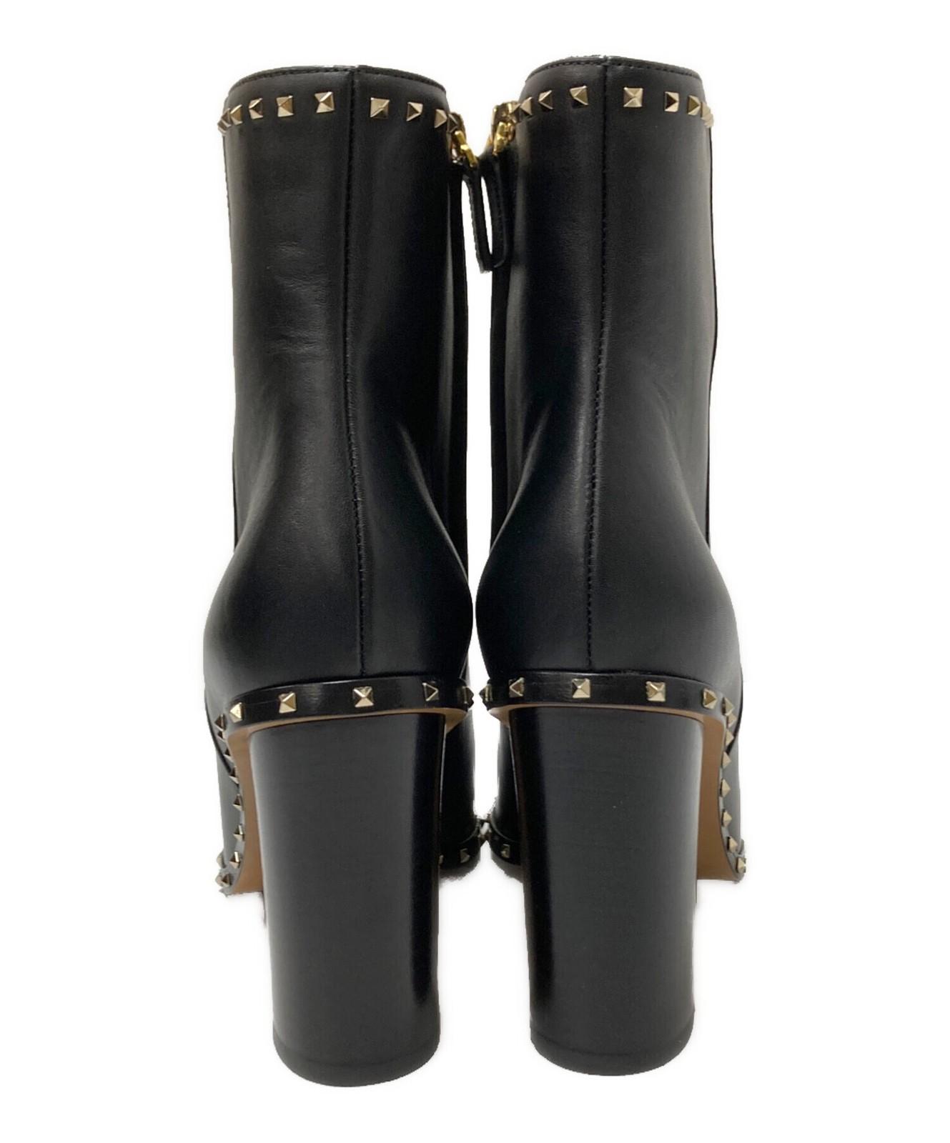 Valentino Garavani Short Boots Shoes Studs EU 37.5 US 7.5 Black Authentic