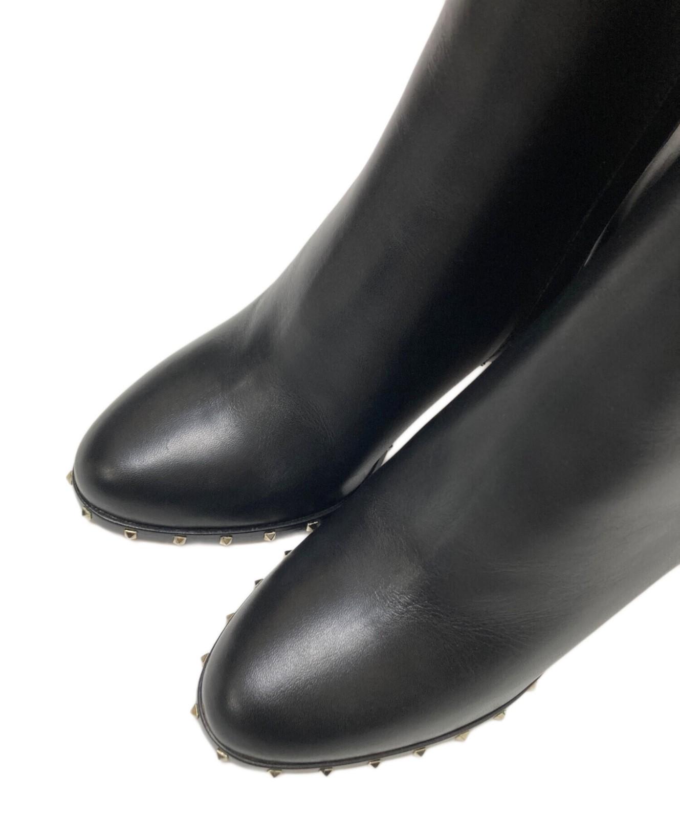 Valentino Garavani Short Boots Shoes Studs EU 37.5 US 7.5 Black Authentic