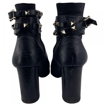 Valentino Short Boots Shoes Studs EU 36.0 US 6.0 Black Authentic