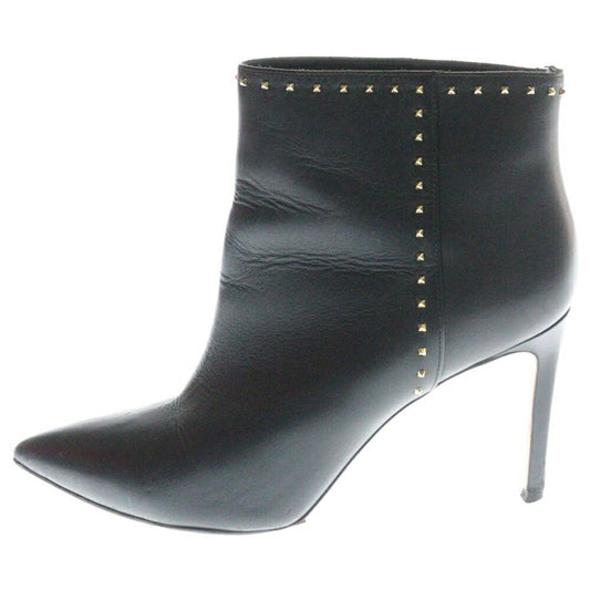 Valentino Short Boots Shoes Studs EU 37.5 US 7.5 Leather Black Authentic