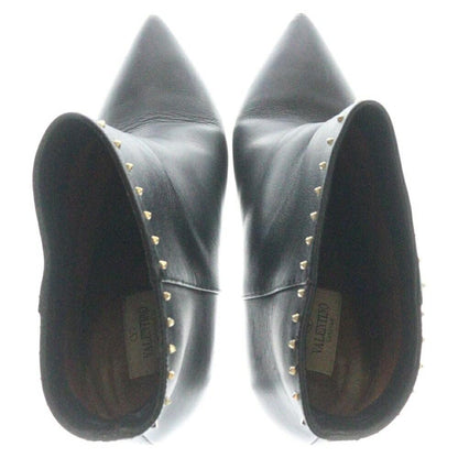 Valentino Short Boots Shoes Studs EU 37.5 US 7.5 Leather Black Authentic