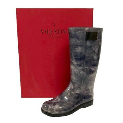 Valentino Garavani Rain Boots Shoes EU 36.0 US 6.0 Black Gray Authentic