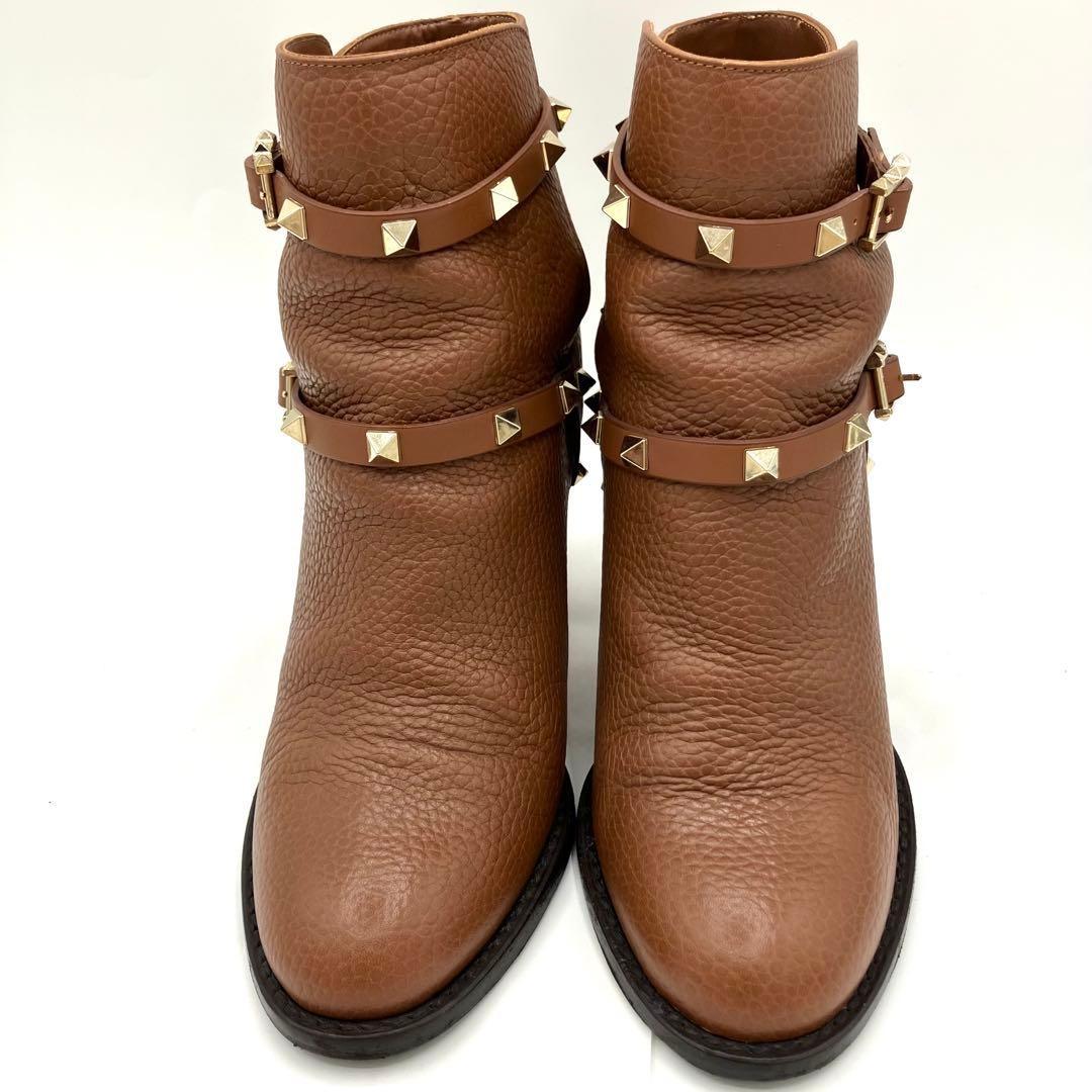 Valentino Garavani Boots Shoes Studs EU 37 US 7 Leather Brown Authentic