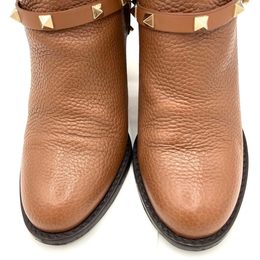 Valentino Garavani Boots Shoes Studs EU 37 US 7 Leather Brown Authentic