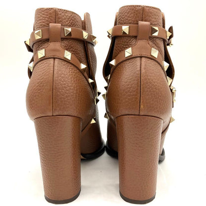 Valentino Garavani Boots Shoes Studs EU 37 US 7 Leather Brown Authentic
