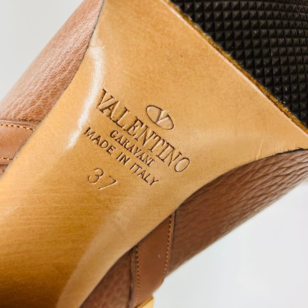 Valentino Garavani Boots Shoes Studs EU 37 US 7 Leather Brown Authentic