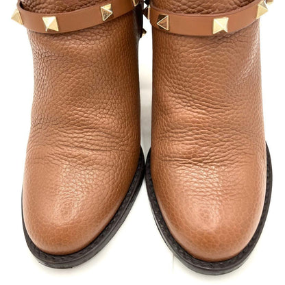 Valentino Garavani Boots Shoes Studs EU 37 US 7 Leather Brown Authentic