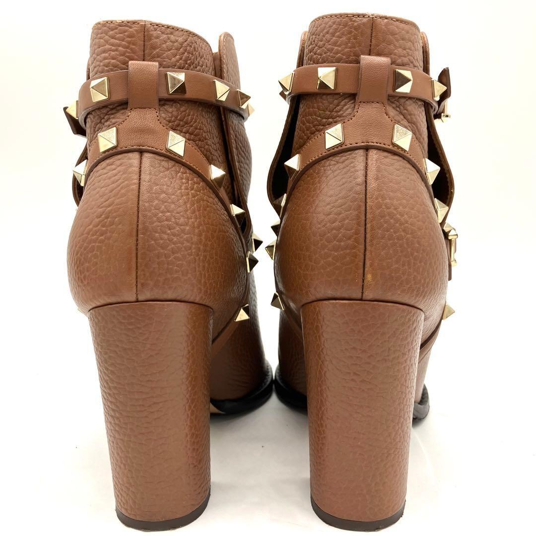 Valentino Garavani Boots Shoes Studs EU 37 US 7 Leather Brown Authentic