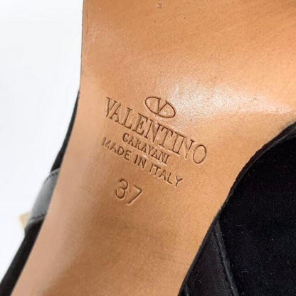 Valentino Short Boots Shoes Studs EU 36.0 US 6.0 Suede Black Authentic