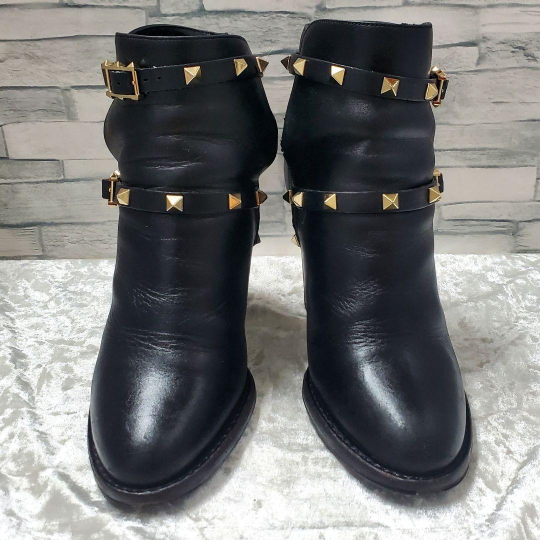 Valentino Garavani Boots Shoes Studs EU 35.5 US 5.5 Leather Black Authentic