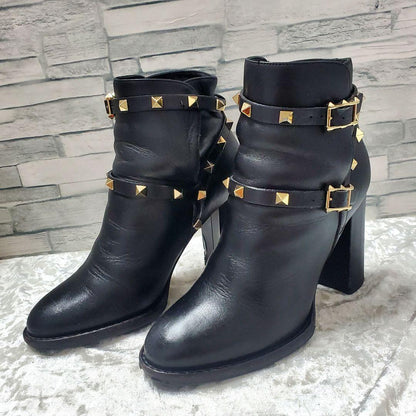 Valentino Garavani Boots Shoes Studs EU 35.5 US 5.5 Leather Black Authentic