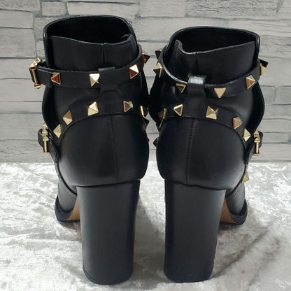 Valentino Garavani Boots Shoes Studs EU 35.5 US 5.5 Leather Black Authentic