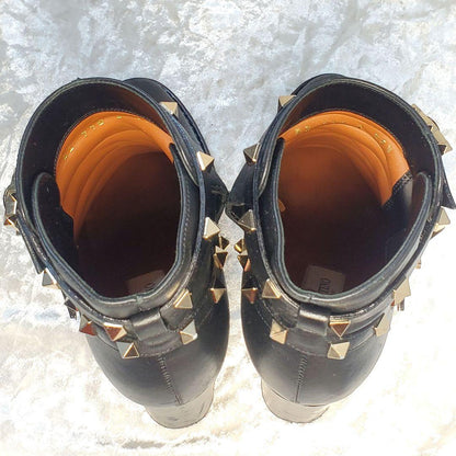 Valentino Garavani Boots Shoes Studs EU 35.5 US 5.5 Leather Black Authentic