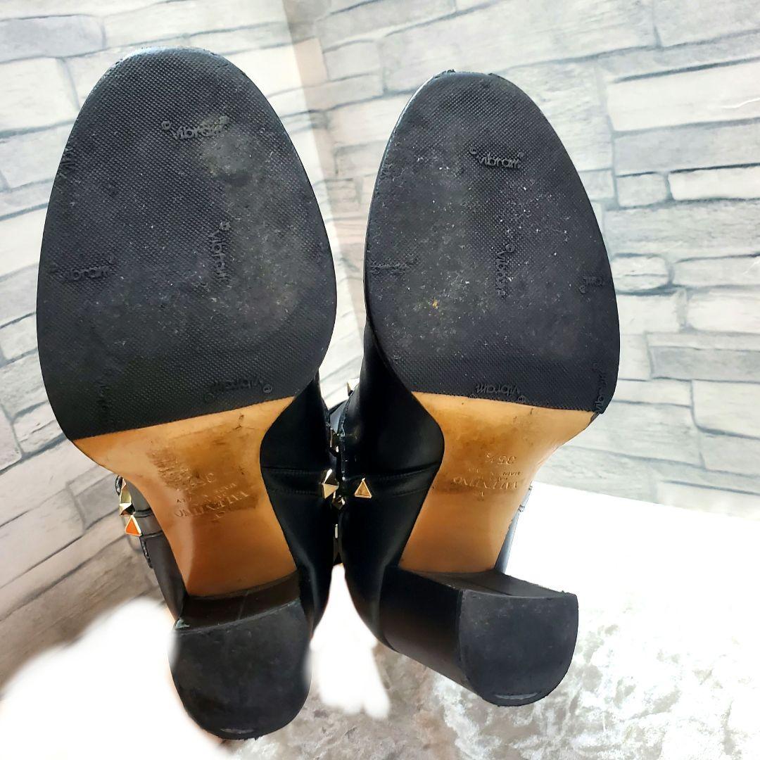 Valentino Garavani Boots Shoes Studs EU 35.5 US 5.5 Leather Black Authentic