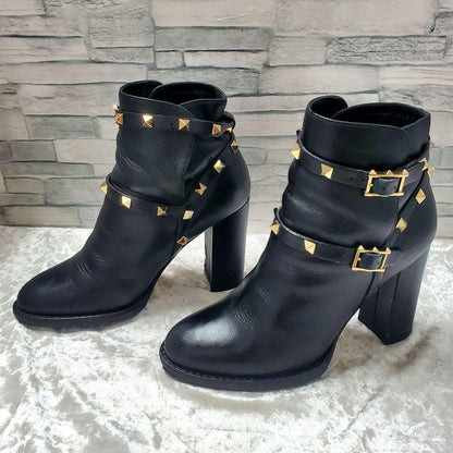 Valentino Garavani Boots Shoes Studs EU 35.5 US 5.5 Leather Black Authentic