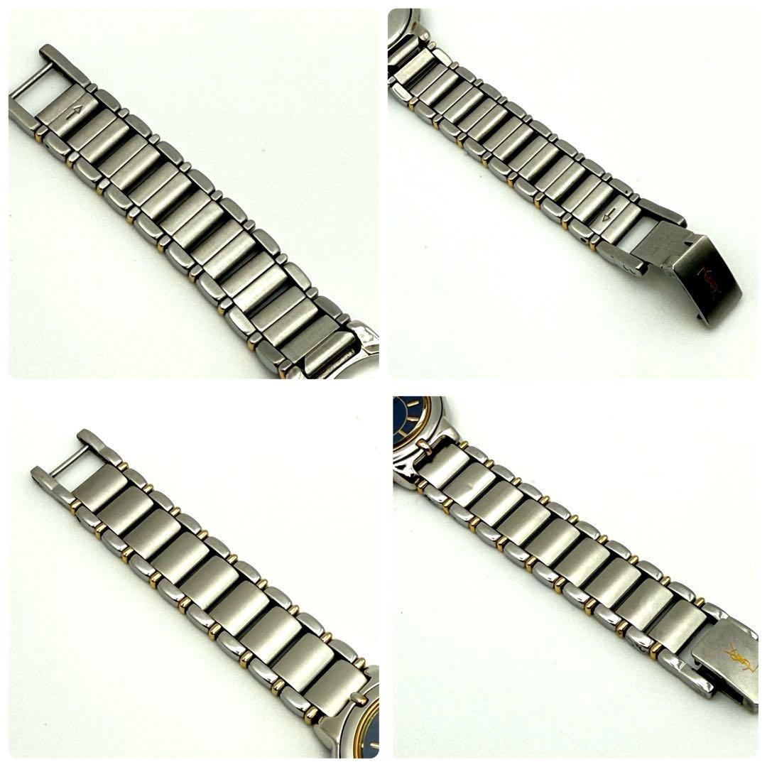 Saint Laurent Quartz Watch Wristwatch YSL Cassandra Silver Navy Women's Auth