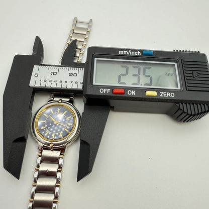 Saint Laurent Quartz Watch Wristwatch YSL Cassandra Silver Navy Women's Auth