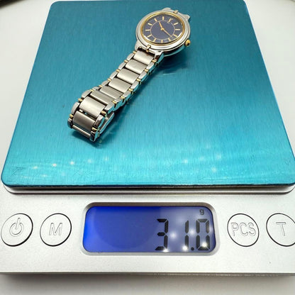 Saint Laurent Quartz Watch Wristwatch YSL Cassandra Silver Navy Women's Auth