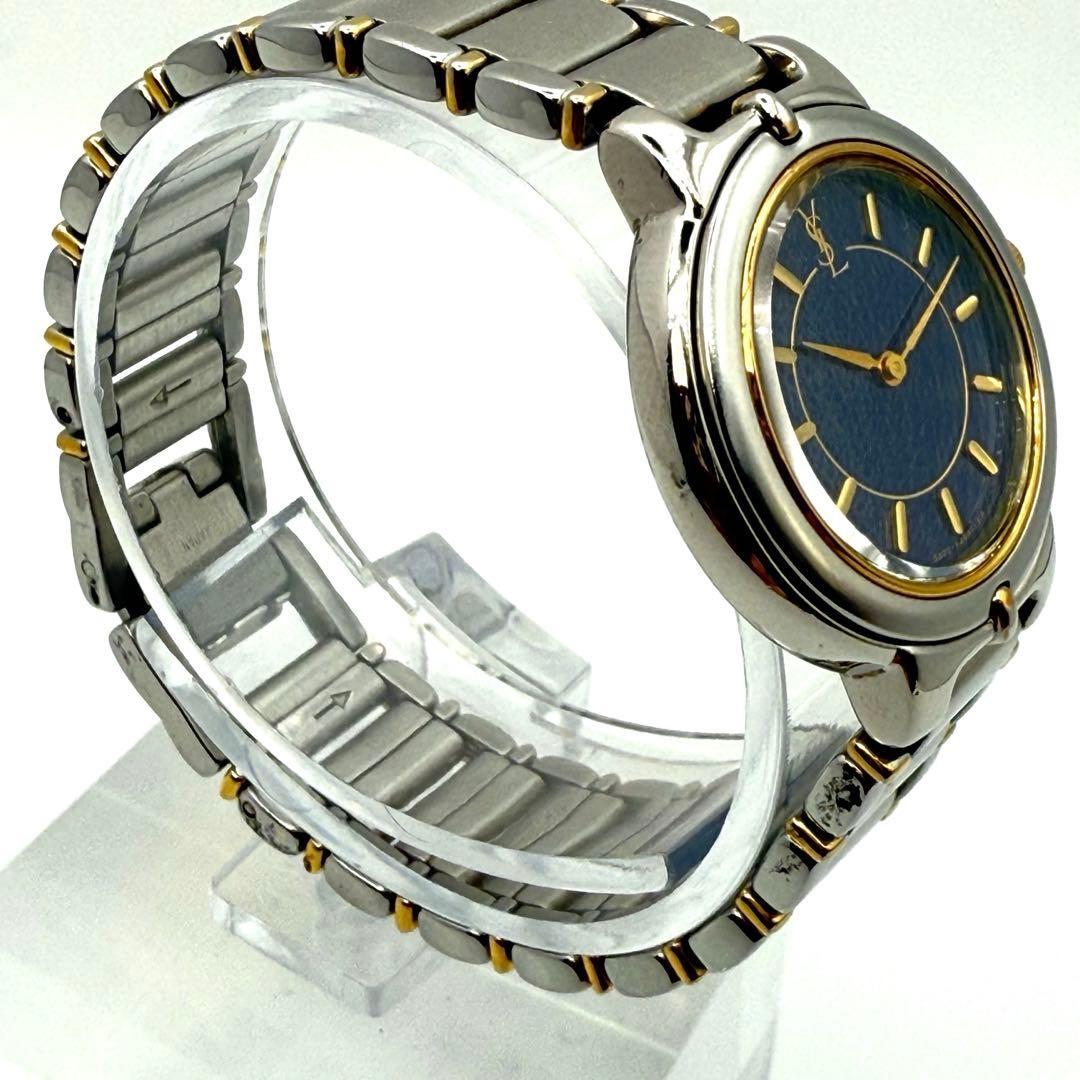 Saint Laurent Quartz Watch Wristwatch YSL Cassandra Silver Navy Women's Auth