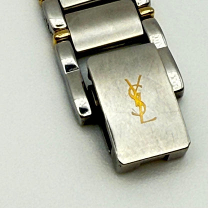 Saint Laurent Quartz Watch Wristwatch YSL Cassandra Silver Navy Women's Auth