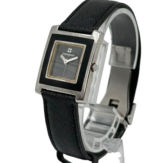 Saint Laurent Quartz Watch Wristwatch Logo Black Women's Authentic