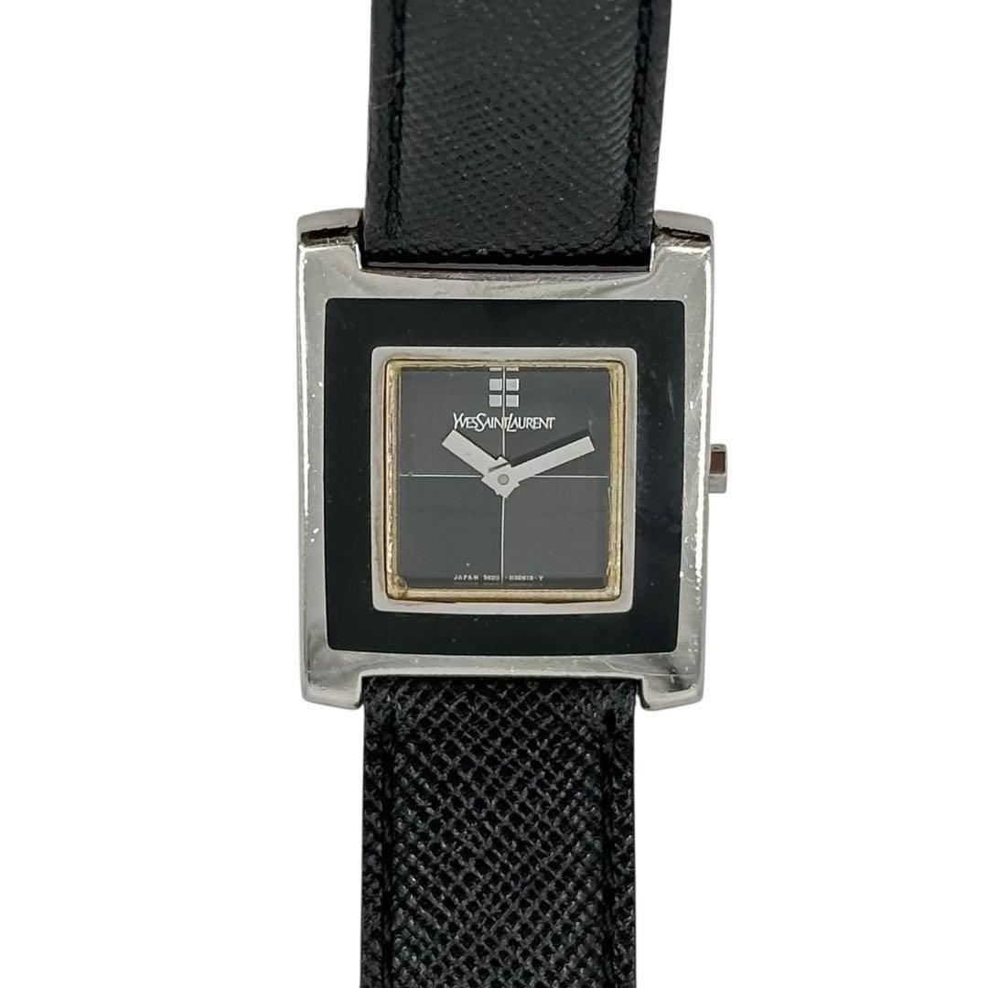 Saint Laurent Quartz Watch Wristwatch Logo Black Women's Authentic