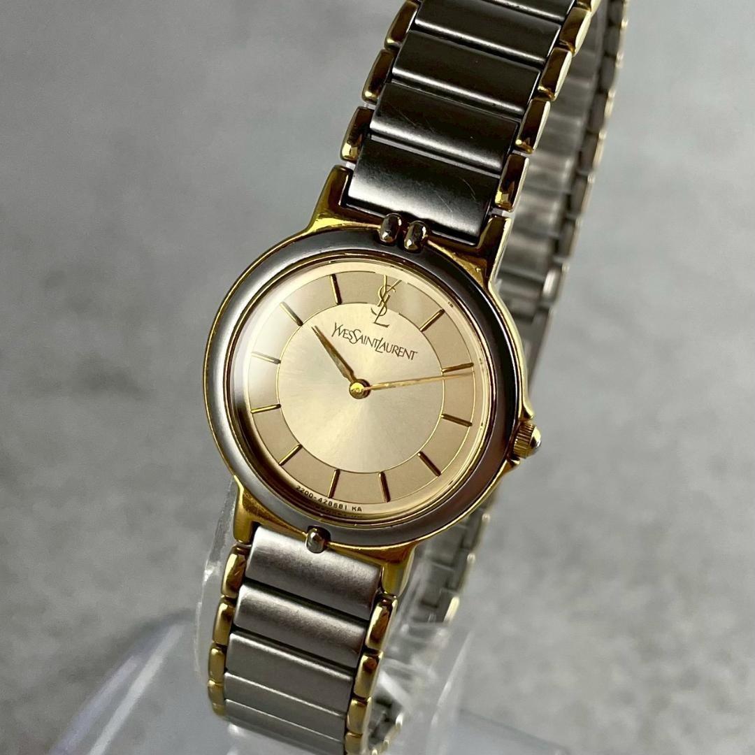 Saint Laurent 2200-228481 TA Watch Wristwatch YSL Cassandra Gold Silver Women's
