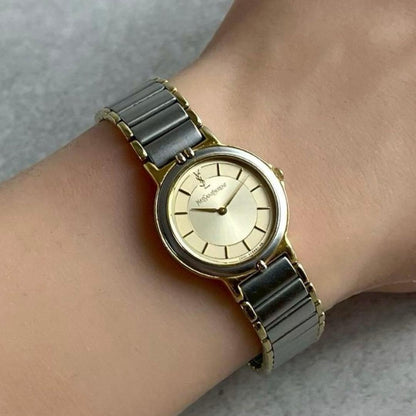 Saint Laurent 2200-228481 TA Watch Wristwatch YSL Cassandra Gold Silver Women's