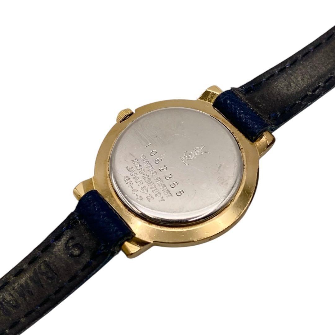 Saint Laurent Quartz Watch Wristwatch YSL Cassandra White Navy Women's Auth