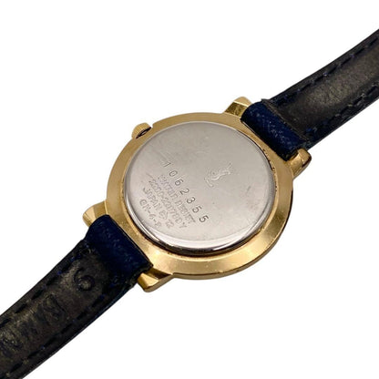 Saint Laurent Quartz Watch Wristwatch YSL Cassandra White Navy Women's Auth