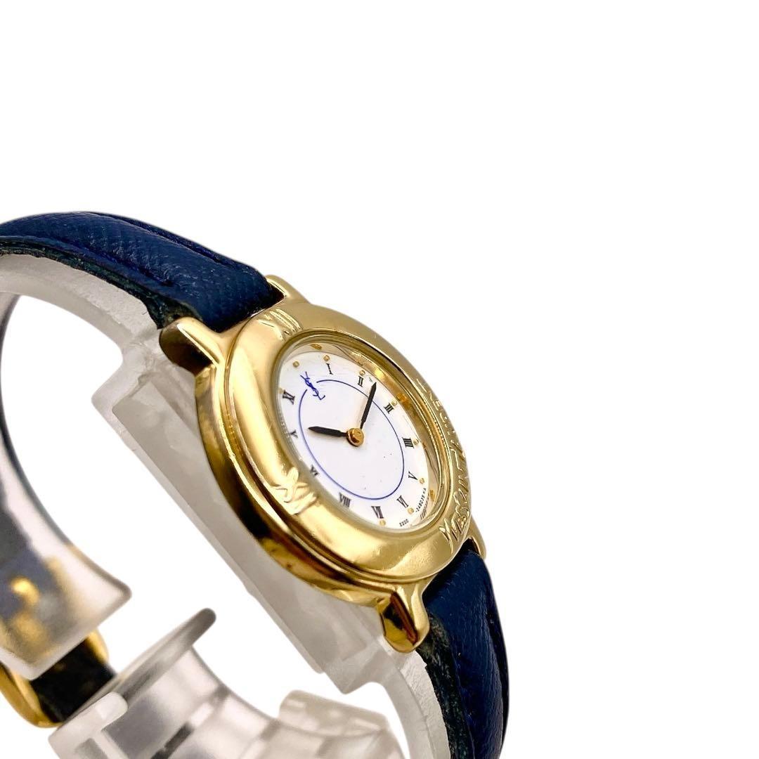 Saint Laurent Quartz Watch Wristwatch YSL Cassandra White Navy Women's Auth