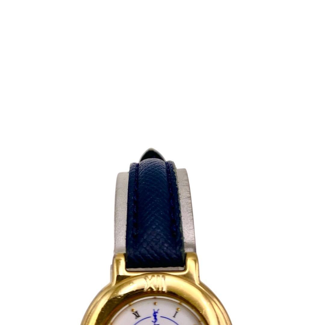 Saint Laurent Quartz Watch Wristwatch YSL Cassandra White Navy Women's Auth