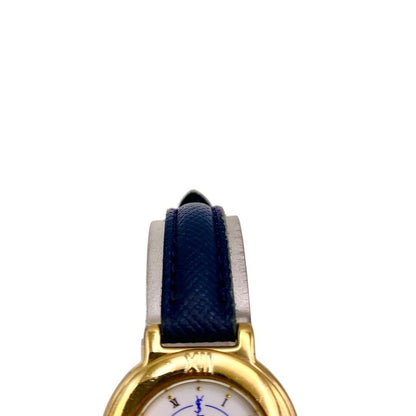 Saint Laurent Quartz Watch Wristwatch YSL Cassandra White Navy Women's Auth