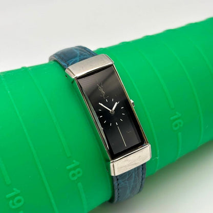 Saint Laurent Quartz Watch Wristwatch YSL Cassandra Black Turquoise Women's Auth