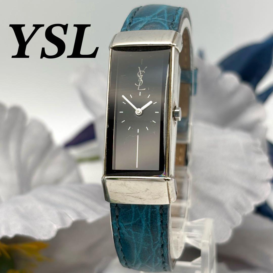 Saint Laurent Quartz Watch Wristwatch YSL Cassandra Black Turquoise Women's Auth