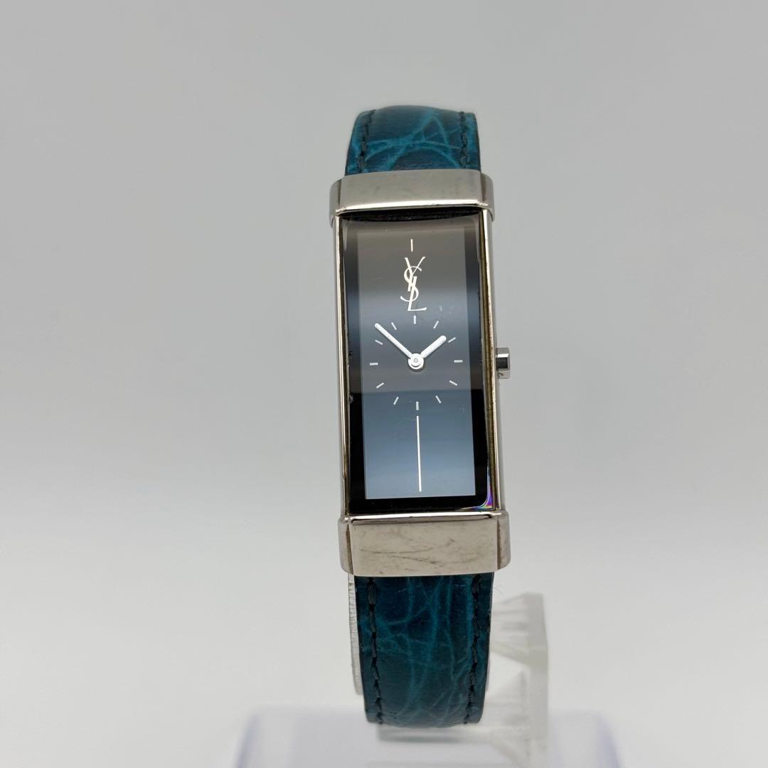 Saint Laurent Quartz Watch Wristwatch YSL Cassandra Black Turquoise Women's Auth