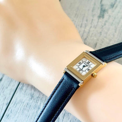 Saint Laurent Quartz Watch Wristwatch Logo White Gold Silver Women's Authentic