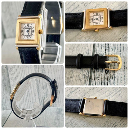 Saint Laurent Quartz Watch Wristwatch Logo White Gold Silver Women's Authentic